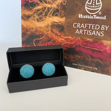 Load image into Gallery viewer, Aqua Blue Harris Tweed Cufflinks