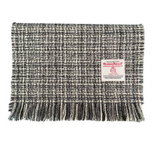 Load image into Gallery viewer, Black, Grey & White Basket Weave Harris Tweed Luxury Fringed Scarf