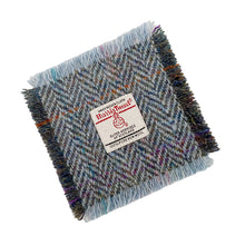 Load image into Gallery viewer, Rainbow Blue Herringbone Harris Tweed Coaster