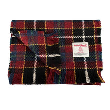 Load image into Gallery viewer, Blue, Red & Black Tartan Check with White Overcheck Harris Tweed Luxury Fringed Scarf