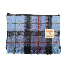 Load image into Gallery viewer, Blue Tartan with Red & Green Overcheck Harris Tweed Luxury Fringed Scarf