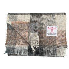 Load image into Gallery viewer, Brown & Beige Tones Herringbone Harris Tweed Luxury Fringed Scarf