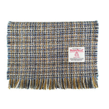Load image into Gallery viewer, Brown, Blue & Grey Basket Weave Harris Tweed Luxury Fringed Scarf