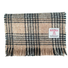 Load image into Gallery viewer, Pale Brown & Grey Tartan Harris Tweed Luxury Fringed Scarf