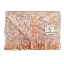 Load image into Gallery viewer, Peach & Lilac Herringbone Harris Tweed Luxury Fringed Scarf