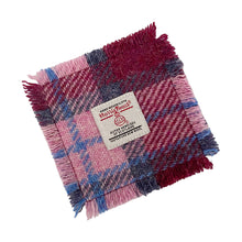 Load image into Gallery viewer, Raspberry & Baby Pink Tartan Harris Tweed Coaster