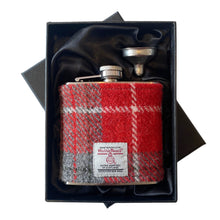 Load image into Gallery viewer, Red & Grey Tartan Harris Tweed Hip Flask