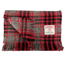 Load image into Gallery viewer, Red, Black & Grey Tartan Harris Tweed Luxury Fringed Scarf