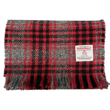 Load image into Gallery viewer, Red, Black & Grey Tartan Harris Tweed Luxury Fringed Scarf