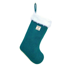 Load image into Gallery viewer, Teal & Turquoise Herringbone Harris Tweed Christmas Stocking