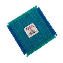 Load image into Gallery viewer, Teal & Turquoise Herringbone Harris Tweed Coaster