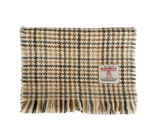 Load image into Gallery viewer, Cream, Grey & Brown Tile Weave Harris Tweed Luxury Fringed Scarf