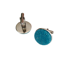 Load image into Gallery viewer, Aqua Blue Harris Tweed Cufflinks