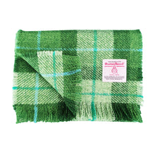 Load image into Gallery viewer, Green Tartan Harris Tweed Luxury Fringed Scarf