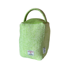 Load image into Gallery viewer, Lime Green & White Herringbone Harris Tweed Doorstop