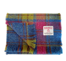 Load image into Gallery viewer, Raspberry, Blue & Green Tartan Harris Tweed Luxury Fringed Scarf