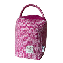 Load image into Gallery viewer, Bright Pink & White Herringbone Harris Tweed Doorstop
