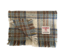 Load image into Gallery viewer, Blue Tartan with White Flecks Harris Tweed Luxury Fringed Scarf