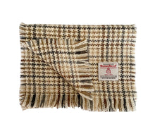 Load image into Gallery viewer, Cream, Grey & Brown Tile Weave Harris Tweed Luxury Fringed Scarf