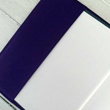 Load image into Gallery viewer, Lilac & Green Tartan Harris Tweed Padded A5 Notebook Cover