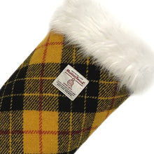 Load image into Gallery viewer, Yellow & Black MacLeod Tartan Harris Tweed Christmas Stocking
