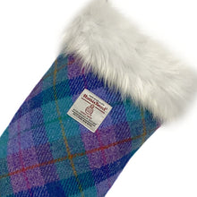 Load image into Gallery viewer, Violet & Kingfisher Blue Tartan Harris Tweed Christmas Stocking
