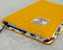 Load image into Gallery viewer, Yellow Harris Tweed Padded A5 Notebook Cover