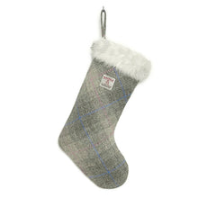 Load image into Gallery viewer, Pastel Grey Tartan Harris Tweed Christmas Stocking