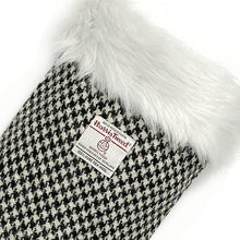 Load image into Gallery viewer, Black & White Houndstooth Harris Tweed Christmas Stocking
