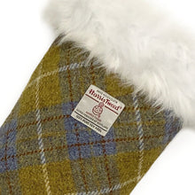 Load image into Gallery viewer, Blue & Mustard Yellow Tartan Harris Tweed Christmas Stocking