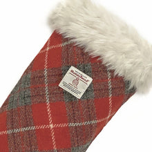 Load image into Gallery viewer, Red & Grey Tartan Harris Tweed Christmas Stocking
