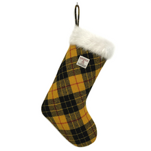 Load image into Gallery viewer, Yellow & Black MacLeod Tartan Harris Tweed Christmas Stocking