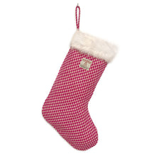 Load image into Gallery viewer, Pink & White Houndstooth Harris Tweed Christmas Stocking