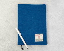 Load image into Gallery viewer, Kingfisher Blue Harris Tweed Padded A5 Notebook Cover