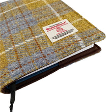 Load image into Gallery viewer, Blue & Mustard Tartan Harris Tweed Notebook