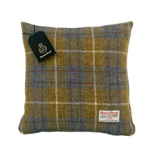 Load image into Gallery viewer, Blue & Mustard Tartan Harris Tweed Cushion Cover