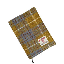 Load image into Gallery viewer, Blue & Mustard Tartan Harris Tweed Notebook