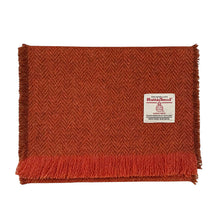 Load image into Gallery viewer, Burnt Orange & Brown Herringbone Harris Tweed Luxury Fringed Scarf