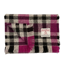 Load image into Gallery viewer, Pink, Black and Grey Tartan Harris Tweed Luxury Fringed Scarf