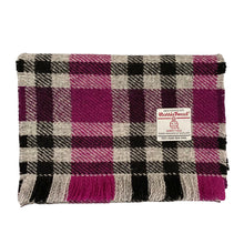 Load image into Gallery viewer, Pink, Black and Grey Tartan Harris Tweed Luxury Fringed Scarf