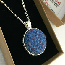 Load image into Gallery viewer, Dusky Blue Herringbone Harris Tweed Necklace