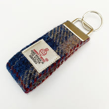 Load image into Gallery viewer, Persian Blue & Beige Tartan Harris Tweed Keyring