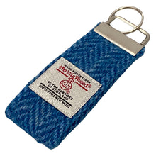 Load image into Gallery viewer, Kingfisher & Cornflower Blue Herringbone Harris Tweed Keyring