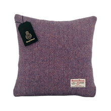 Load image into Gallery viewer, Lilac & Blue / Pink Herringbone Harris Tweed Cushion Cover