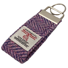 Load image into Gallery viewer, Lilac & Pink / Blue Herringbone Harris Tweed Keyring