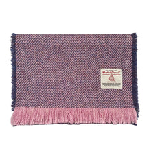 Load image into Gallery viewer, Lilac & Blue / Pink Herringbone Harris Tweed Luxury Fringed Scarf