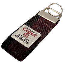Load image into Gallery viewer, Navy & Burgundy Tartan Harris Tweed Keyring