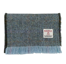 Load image into Gallery viewer, Rainbow Blue Herringbone Harris Tweed Luxury Fringed Scarf