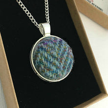 Load image into Gallery viewer, Rainbow Blue Herringbone Harris Tweed Necklace