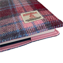 Load image into Gallery viewer, Raspberry & Baby Pink Tartan Harris Tweed Padded A5 Notebook